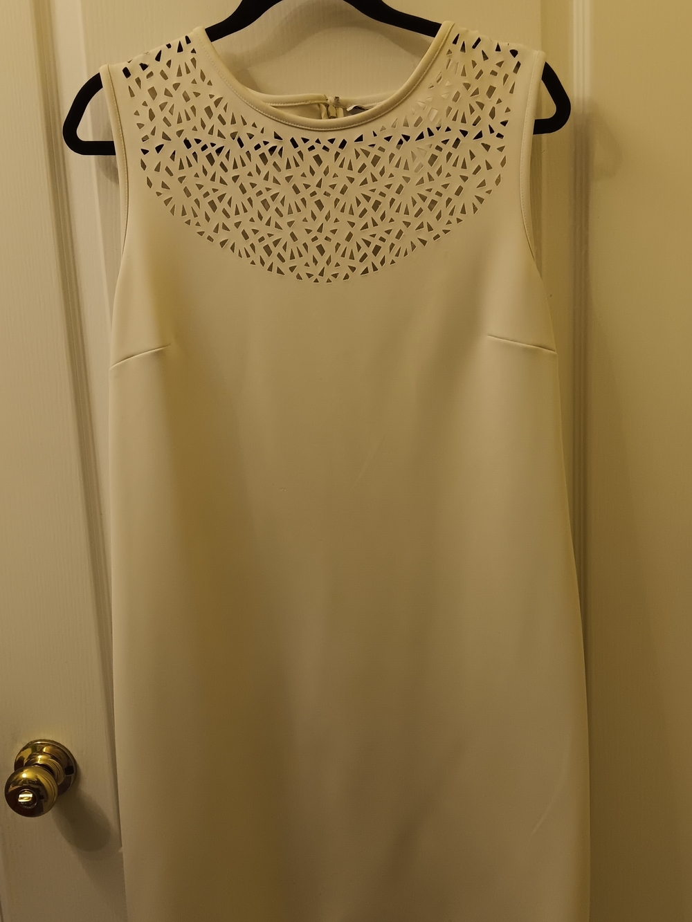 Calvin Klein Cream Sleeveless Laser-Cut Yoke Mini Dress